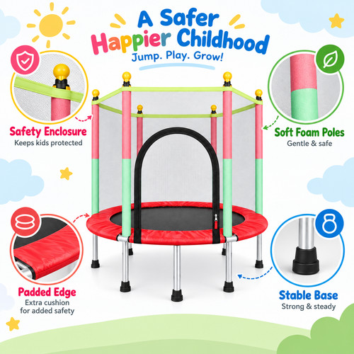 5ft kid trampoline with safety - with,